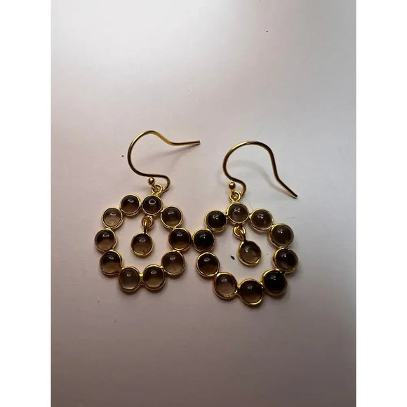 Smoky quartz drop earrings in gold over sterling silver - Picture 7 of 11